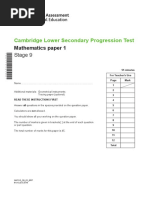 2018 Cambridge Secondary Lower Progression Test Maths Stage 9 QP Paper 1 - tcm143-430400