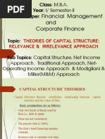 Financial Management and Corporate Finance: Theories of Capital Structure: Relevance & Irrelevance Approach