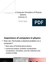 Introduction To Computer Simulation of Physical Systems (Lecture 1)