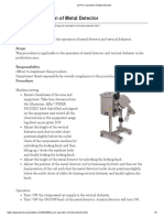 SOP For Operation of Metal Detector