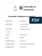 University of Greenwich: Assignment Submission Coversheet