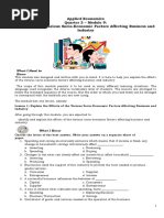 Applied Economics Quarter 2 - Module 9: Effects of The Various Socio-Economic Factors Affecting Business and Industry