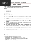 H2 Notes - Tutorial - Kinematics