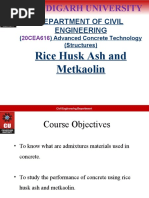 Department of Civil Engineering: Rice Husk Ash and Metkaolin