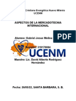 Aspectos de La Mercadotecnia Internacional: Universidad Cristiana Evangélica Nuevo Milenio Ucenm