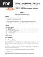 United International University: Lab Sheet 3 Selection Statements in C