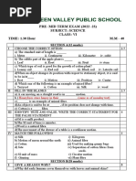 Class 6 Science Pre Mid Term Paper