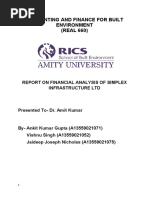 Accounting and Finance For Built Environment (REAL 660) : Report On Financial Analysis of Simplex Infrastructure LTD