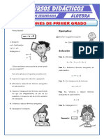 Ecuaciones de 1er Grado Con Una Incognita para Segundo de Secundaria