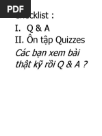 Checklist: I. Q & A II. Ôn tập Quizzes