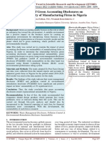 Impact of Green Accounting Disclosures On Sustainability of Manufacturing Firms in Nigeria