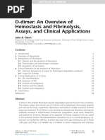 D-Dimer An Overview of Hemostasis and Fibrinolysis, Assays, and Clinical Applications