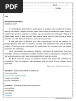 Interpretacao de Texto Ratos Gostam de Queijos 6º Ano Respostas