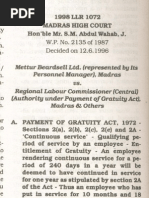 Madras High Court - Gratuity Judgement