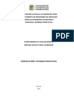 EXERCÍCIO MRP - SISTEMAS PRODUTIVOS Heder e Raphael1