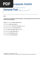 Exam Principiante 3 Unit 6 General Test