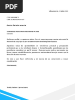 46 Modelo de Carta de Renuncia Voluntaria