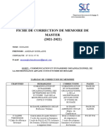 Fiche de Correction de Memoire de Master