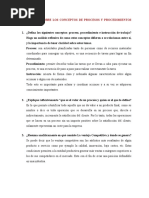 Cuestionario Sobre Los Conceptos de Procesos Y Procedimientos Empresarial