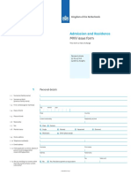 Admission and Residence: MVV Issue Form