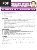 La Religion en El Imperio Incaico para Cuarto de Primaria