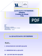 La Qualite Dans L'Entreprise: Définition, Evolution Du Concept, CNQ