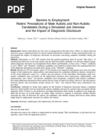 Flower at Al - Barriers To Employment-Raters Perceptions of Male Autistic and Non-Autistic Candidates During A Simulated Job Interview and The Impact of Diagnostic Disclosure