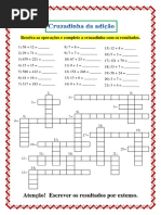 Atenção! Escrever Os Resultados Por Extenso.: Resolva As Operações e Complete A Cruzadinha Com Os Resultados