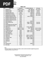 Price List: No. Product Name Qty @drum Price/ (Kg/Liter) (Drum) Keterangan