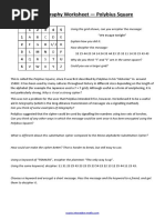 Cryptography Worksheet - Polybius Square