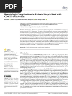 Hematologic Complications in Patients Hospitalized With COVID 19 Infection