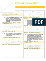 Nursing Informatics: Preliminary Quiz 1 & 2