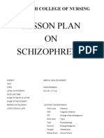 Bhaarath College of Nursing: Lesson Plan ON Schizophrenia