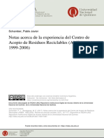 Notas Acerca de La Experiencia Del Centro de Acopio de Residuos Reciclables (Amba 1999 2006)