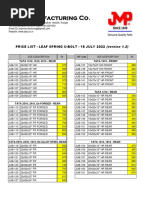 JMP Manufacturing Co.: Price List - Leaf Spring U-Bolt - 15 July 2022