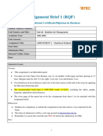 Assignment Brief 1 Statistics For Management