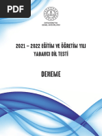 Deneme: 2021 - 2022 Eğitim Ve Öğretim Yili Yabanci Dil Testi