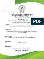 Proceso para El Diseño de La Planificación Curricular Institucional (PCI)