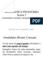 Sesión 7 Matefin Adm Anualidades o Rentas Vencidas, Anticipadas y Diferidas 2022-1