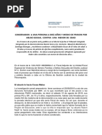 Condenaron A Una Persona A Diez Años y Medio de Prision Por Abuso Sexual Contra Una Menor de Edad