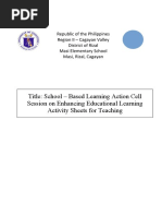 Title: School - Based Learning Action Cell Session On Enhancing Educational Learning Activity Sheets For Teaching