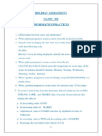 Holiday Assignment Class - Xii Informatics Practices