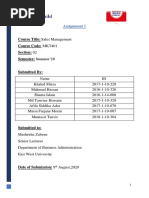 Course Title: Course Code: MKT401 Section: 02 Semester: Summer'20