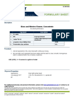 Formulary Sheet: Glass and Window Cleaner, Concentrate