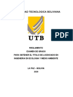 Ultimo Reglamento Examen de Grado 2020 Utb