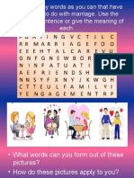 Loop As Many Words As You Can That Have Something To Do With Marriage. Use The Words in A Sentence or Give The Meaning of Each