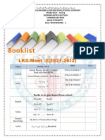 Book List KG To Grade 6 2021 2022