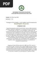 Transporte de Los Lípidos y Ciclo Analítico para Determinación Del Perfil Lipídico Del Paciente