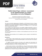 Public School Paper Advisers' Assessment On The Implementation of Campus Journalism Act in The Philippines