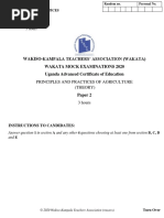 Wakiso-Kampala Teachers' Association (Wakata) Wakata Mock Examinations 2020 Uganda Advanced Certificate of Education